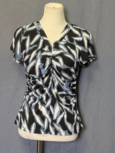 Blusa Top Para Mujer Alfani Cuello en V Frente Acanalado M P Azul Madura Capricho Artístico - Imagen 1 de 9