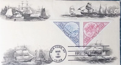 Oro! Oro! Oro! 3130-3131 Pacific 97 Triángulo Estampillas Clipper Barco Diligencia Foto 1 de 2