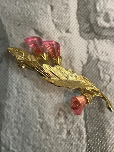 Spilla rosa pallido bocciolo tono oro 3" bellissima LS11 - Foto 1 di 2