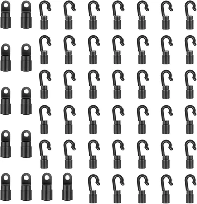 40 Pcs Bungee Shock Cord Hook for 1/4 Inch Cord Rope Terminal Ends Tabbed S Open - Image 1 of 4