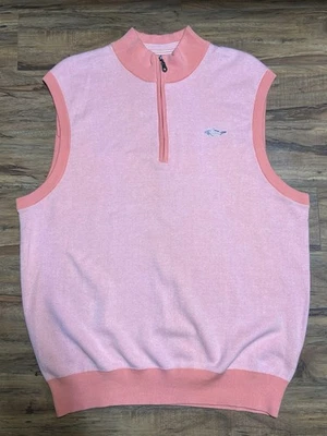 Greg Norman Chaleco Para Hombres Talla LG Naranja Salmón Cuarto Cremallera Pullover Suéter Golf Foto 1 de 4
