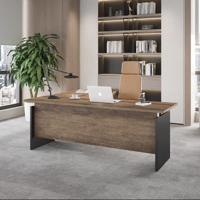 Escritorio de oficina ejecutivo en forma de L de 63"" con administración de cables para grandes empresas estaciones de trabajo Foto 1 de 4