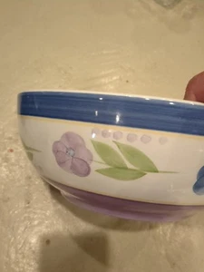 Gibson Designs Bella/Everyday 9" Blue & Purple Floral Salad Serving Bowl - Picture 1 of 5