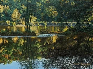 PINTURA IMPRESIONISTA BUCKS COUNTY PENNSYLVANIA RÍO DELAWARE ROBERT SEUFERT - Imagen 1 de 5