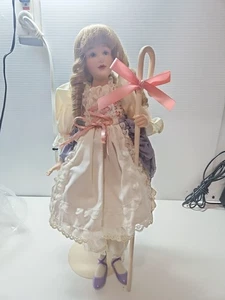 Muñeca de porcelana Little Bo Peep 1987 vintage Franklin Heirloom muñeca como nueva 17" - Imagen 1 de 15