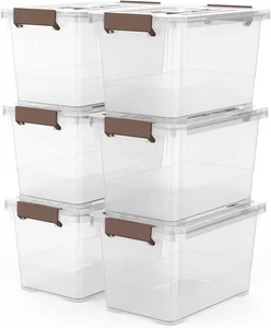 6-Pack Clear 7 Quart Storage Latch Box/Bins, Clear Storage Tote Bins - Picture 1 of 11