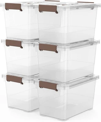6-Pack Clear 7 Quart Storage Latch Box/Bins, Clear Storage Tote Bins - Image 1 of 4