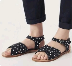 New Crew Clothing Open Toe Navy Leather Daisy Sandals UK 6 EU 39 RRP £45 - Picture 1 of 12