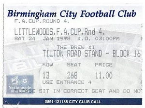Boleto de fútbol americano>BIRMINGHAM CITY v STOCKPORT COUNTY enero 1998 FAC - Imagen 1 de 1