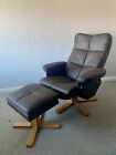 Homcom Wooden Recliner Pu Leather Chair W/ Stool-Brown
