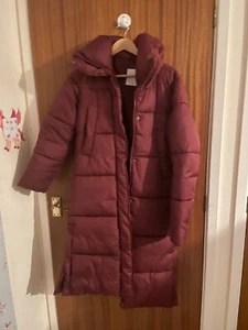 Terranova burgundy long puffa coat XS - Picture 1 of 5