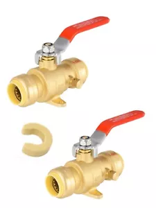 2 PIEZAS Válvula de bola de oreja de caída de puerto completo Efield 3/4" con drenaje H, clip, sin plomo - Imagen 1 de 6