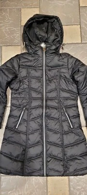 NUEVA CHAQUETA DE INVIERNO BIG CHILL LARGA PLUMÓN MEZCLA CON CAPUCHA CREMALLERA NEGRA PARA MUJER S Foto 1 de 4