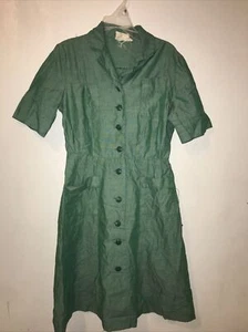 Vtg 1950s 1960s Girl Scouts Dress Girls Size 8 Green Short Sleeve Collectible - Picture 1 of 8
