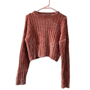 Derek Heart Women’s Size XL Chenille Crew Neck Cropped Knit Sweater - Picture 1 of 6