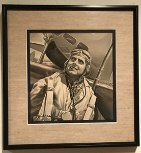 Tyrone Power- "A Yank in the R.A.F." - Original Charcoal Drawing - Picture 1 of 3