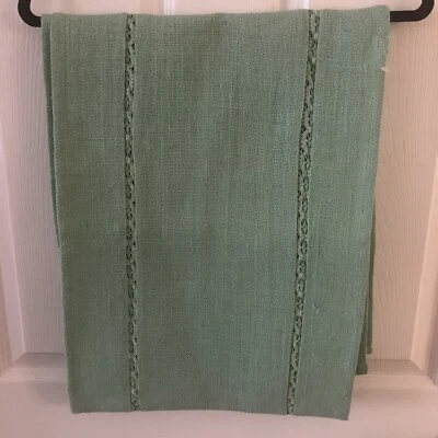 Special Style Grace Mitchell Dyed Jute Sage Mint Gree With Lace Trim Table Runne - Image 1 of 4