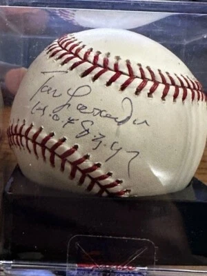TOMMY LASORDA 3 SIGNED AUTOGRAPHED OML BASEBALL!  "HOF 8-3-97"!  PSA MINT 9! - Image 1 of 3
