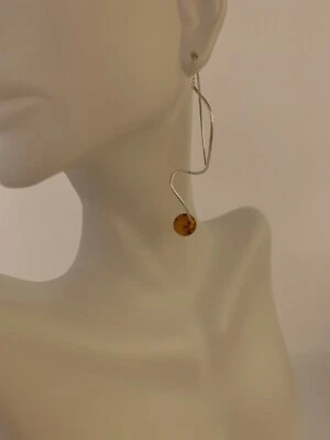 Honey Baltic Amber Sterling Silver  Earrings. A.426 - Image 1 of 4