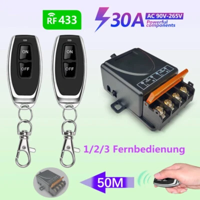 Funk Fernbedienung Lichtschalter AC 230V 30A Relais Empfänger und Sender DHL - Bild 1 von 4
