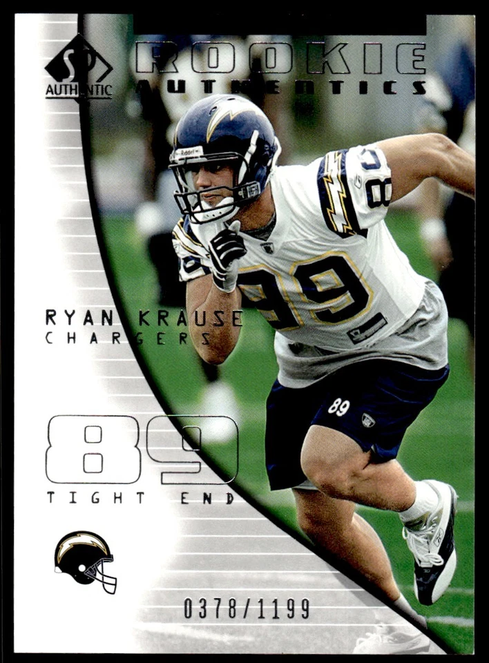 2004 SP Authentic Ryan Krause Rookie 0378/1199 San Diego Chargers #128 R42 - Image 1 of 2