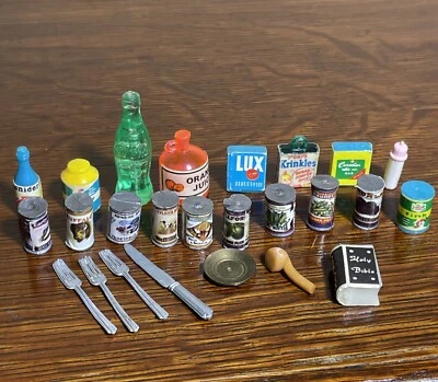 Lote de 23 piezas de accesorios de comestibles vintage para casa de muñecas miniaturas Foto 1 de 4