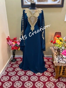 Verkauf!! Marokkanisch Dubai Kaftan Abaya Abend Königlich Islamisch Abaya Kaftan Stein Arbeit - Bild 1 von 7