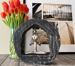 Dekorative handgefertigte meditierende Yoga Dame Figur Statue Unikat Wohndeko Geschenk - Bild 1 von 8