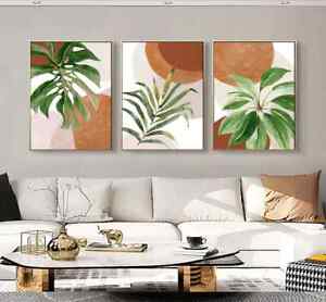 Boho Neutral Botanical Leaves Floral Posters Set of 3 Wall Art Decor Poster