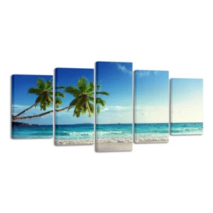 Modern Canvas Prints Wall Art Home Decor Painting Blue Landscape Seascape Framed - Picture 1 of 8