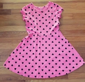 Girls 1989 Place by Childrens Place Hot Pink Dress with Black Heart Size L 10/12 - Picture 1 of 6