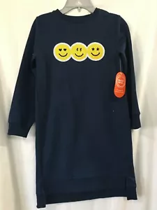 Wonder Nation Girls Smile Sequin Sweatshirt Dress Long Sleeve Navy Blue U pick - Picture 1 of 3