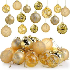 Liliful 24 Pcs Glass Christmas Ball Ornaments 2.36 Inch Gold Glass Christmas ... - Picture 1 of 7