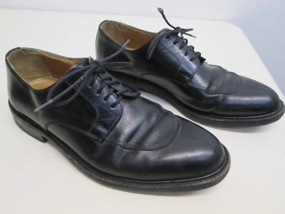 Avental social de couro preto em excelente estado usado Roberto Botticelli biqueira dividida derby sapatos Itália 8,5 - Imagem 1 de 4