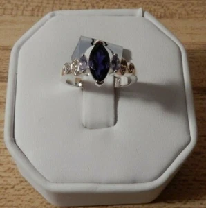 Size 7 Genuine Iolite, Tanzanite & White Zircon Sterling Silver Ring 1.05ct - Picture 1 of 11