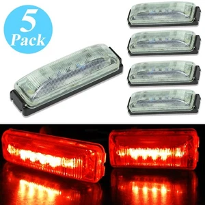 5 Clear / Red LED Marker Clearance Light 4"x1" w Black Base for RV Trailer - Picture 1 of 6