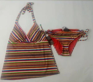 SetHalter Tankini Top & bikini bottom Women’s Small Red  bathing suit Mossimo - Picture 1 of 6