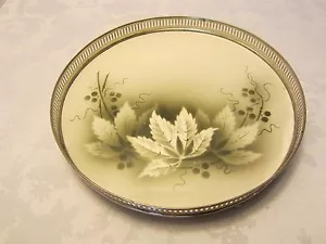 Antique Ceramic & Metal Gallery Tray Platter floral Germany 1900-1940 - Picture 1 of 9