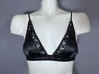 Kendall And Kylie Bralette Size Medium Black Stretch Satin With Lace Trim
