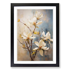 Magnolia Flower Impressionism No.2 Wall Art Print Framed Canvas Picture Poster