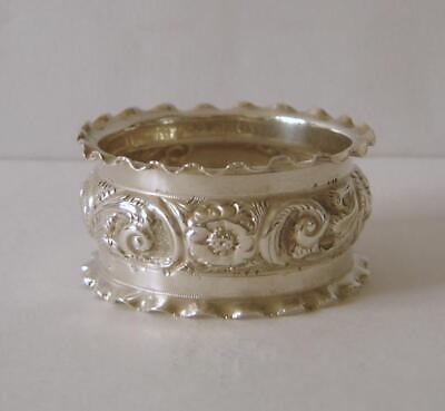An Ornately Embossed Antique Sterling Silver Napkin Ring Birmingham 1901 • 12£