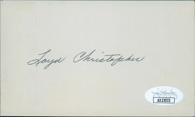 Loyd Christopher Chicago Cubs White Sox Signed 3x5 Index Card JSA Authenticated - Image 1 of 2