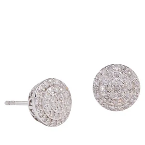 1/2ctw Pavé Diamond Sterling Silver Round Stud Earrings - Picture 1 of 3