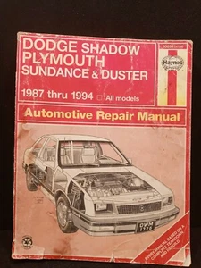Haynes Repair Manual 1987 - 1994 Dodge Shadow Plymouth Sundance Duster 30055 - Picture 1 of 3