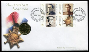 2000 The Last ANZACS PNC RAM Australian Day Legends $1 Coin Stamp Cover - Bild 1 von 2