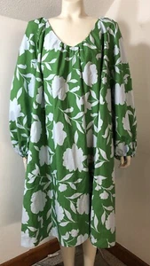 Kate Spade Target New 3X Dress Cotton Green Lt Blue Floral Lined Midi Pockets - Picture 1 of 7
