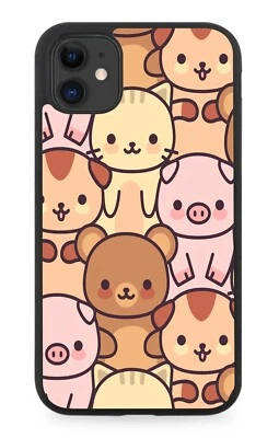 Wild Animal Pattern Design Rubber Phone Case Kids Kid Kawaii Animals Childs M444 - Image 1 of 2