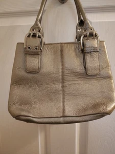 Borsa a tracolla piccola Tiganello in pelle argento doppia piccola tote bag - Foto 1 di 24