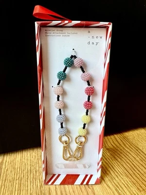 Correa de muñeca con cuentas multicolor A New Day para teléfono/cartera/llavero nueva en caja Foto 1 de 4