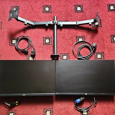 DUAL Acer and HP PC Monitor Bundle 2 x 24"  + Dual Stand - Image 1 of 4